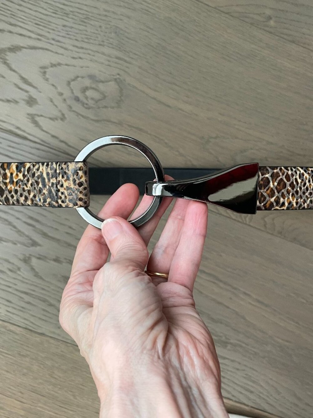 Vintage WCM New York 1915 Animal Print Adj Leather Belt Brn Tan Crm Blk O/S